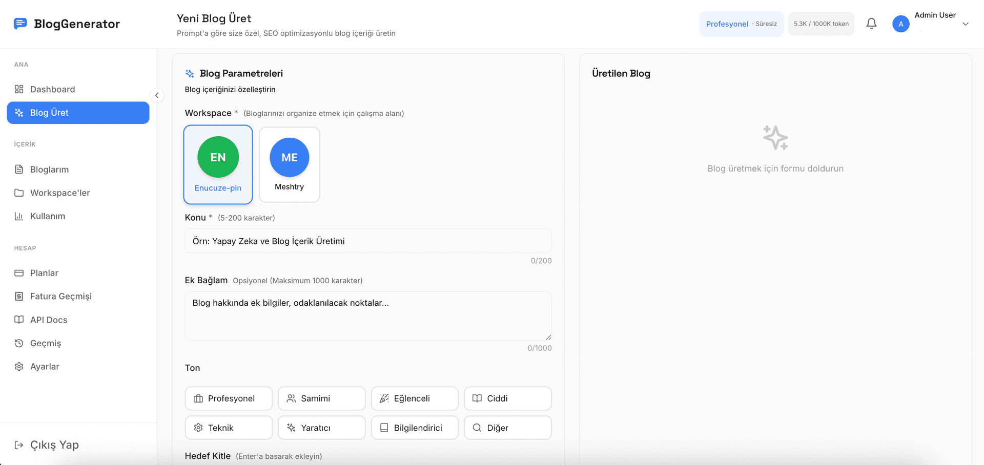 Bir prompt yaz, profesyonel blog hazır